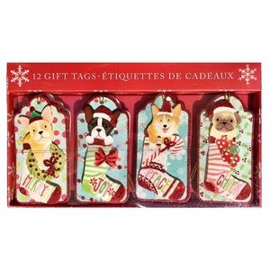 Molly & Rex Christmas Dog Stockings Embellished Gift Tags (14214), Set of 12
